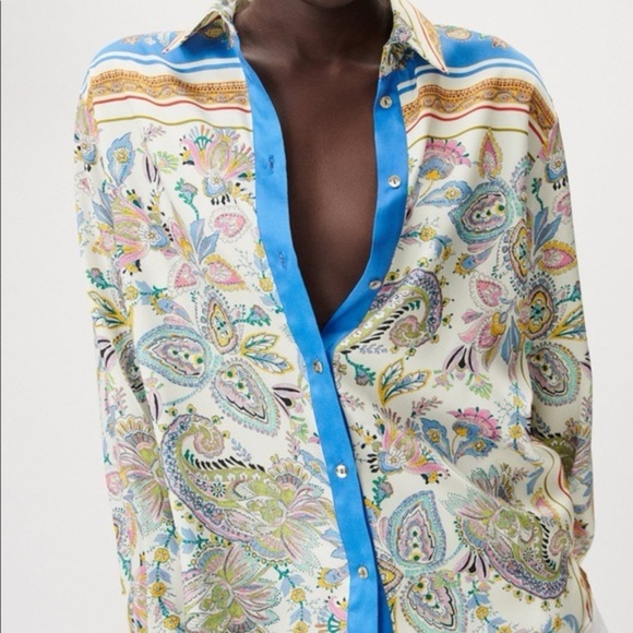 Zara Paisley Button Down Shirt - Picture 1 of 5